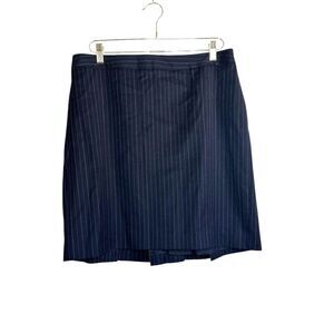 Brooks Brothers A Line Wool Skirt Women's 14 Black‎ Striped Pleats Business
